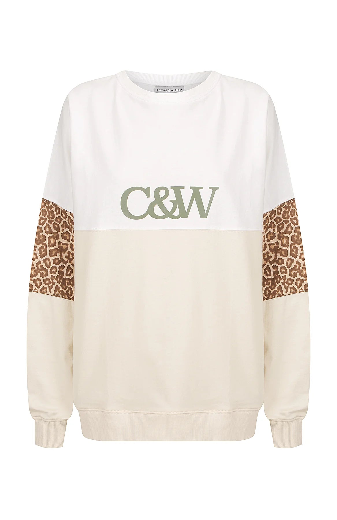 Cartel And Willow Peta Sweater - Vanilla/Hazel Leopard