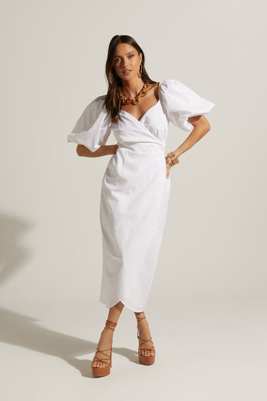 Amalie the Label Maelle Wrap Midi Dress - White