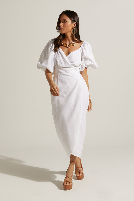 Amalie the Label Maelle Wrap Midi Dress - White