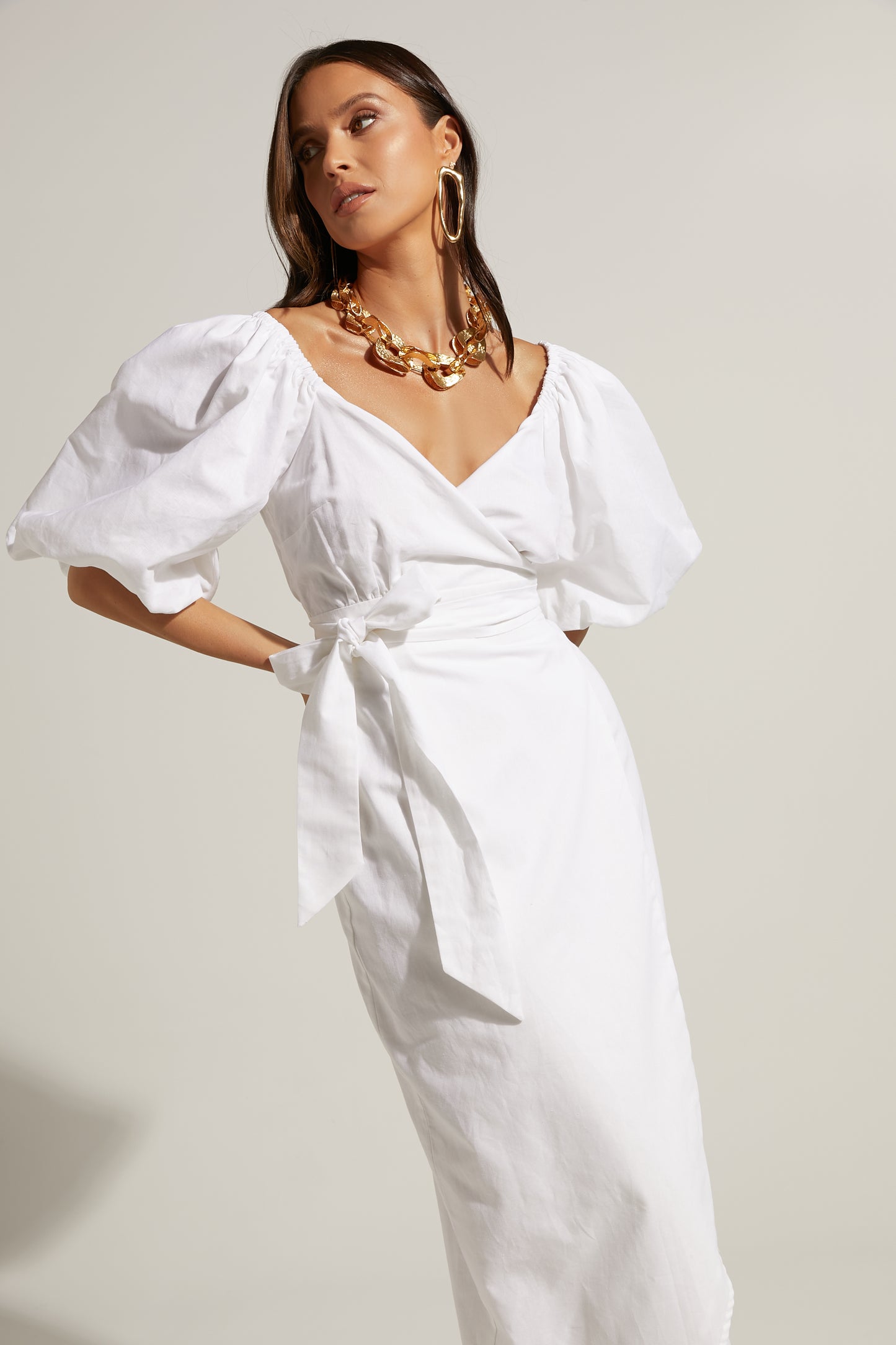 Amalie the Label Maelle Wrap Midi Dress - White