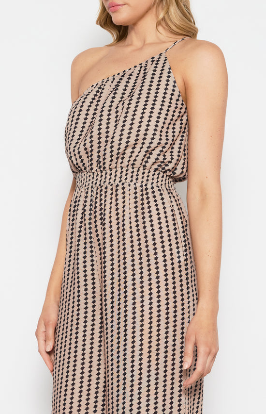 Madina Geo Print Jumpsuit - Mocha