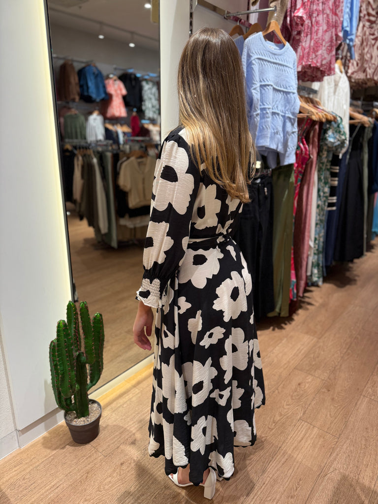 Lowano Printed Midi Dress - Black