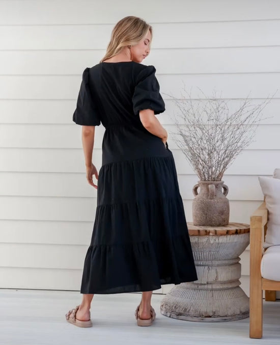 Belo Tie Front Maxi Dress - Black