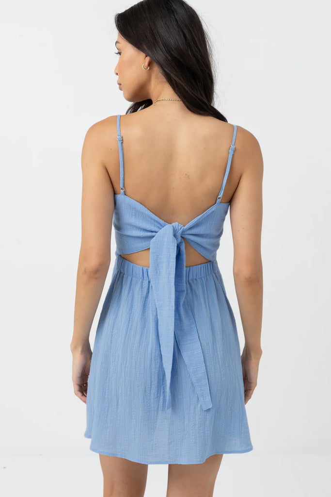 Milly Smocked Mini Dress Ocean Laurie Claire Boutique