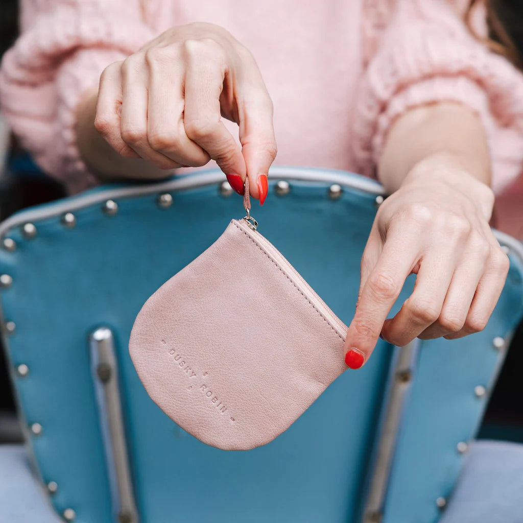 Dusky Robin Leather Lilly Coin Purse - Dusky Pink