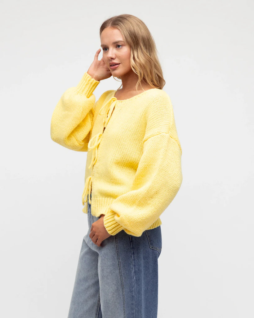 Noroville Tie Front Cardi/Top - Lemon