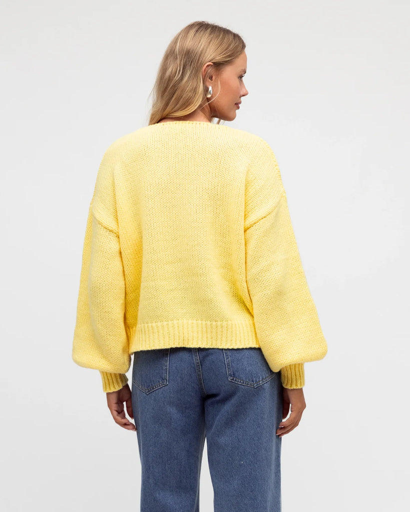 Noroville Tie Front Cardi/Top - Lemon