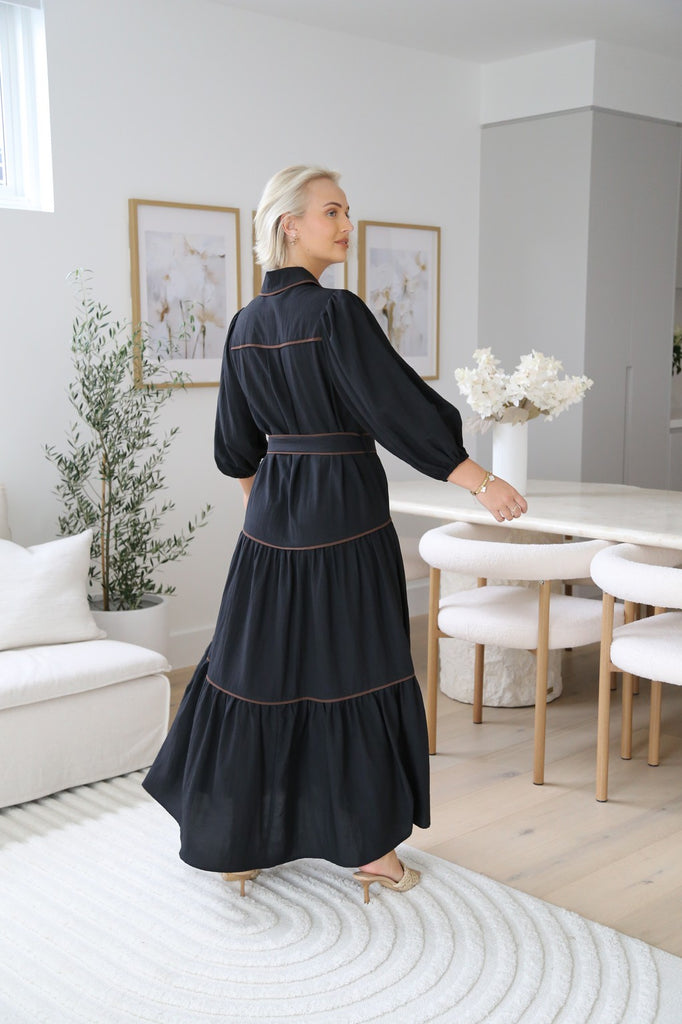 Glade Long Sleeve Maxi Dress - Black