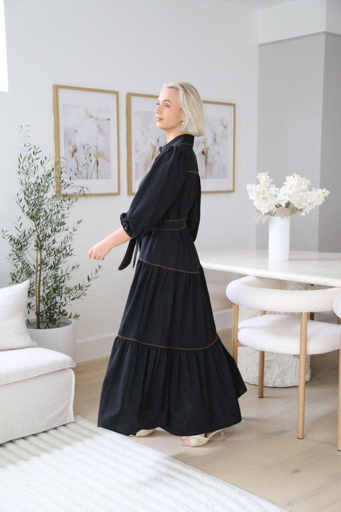 Glade Long Sleeve Maxi Dress - Black