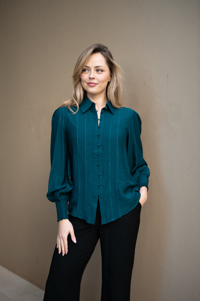 Zalthon Plain Blouse - Teal