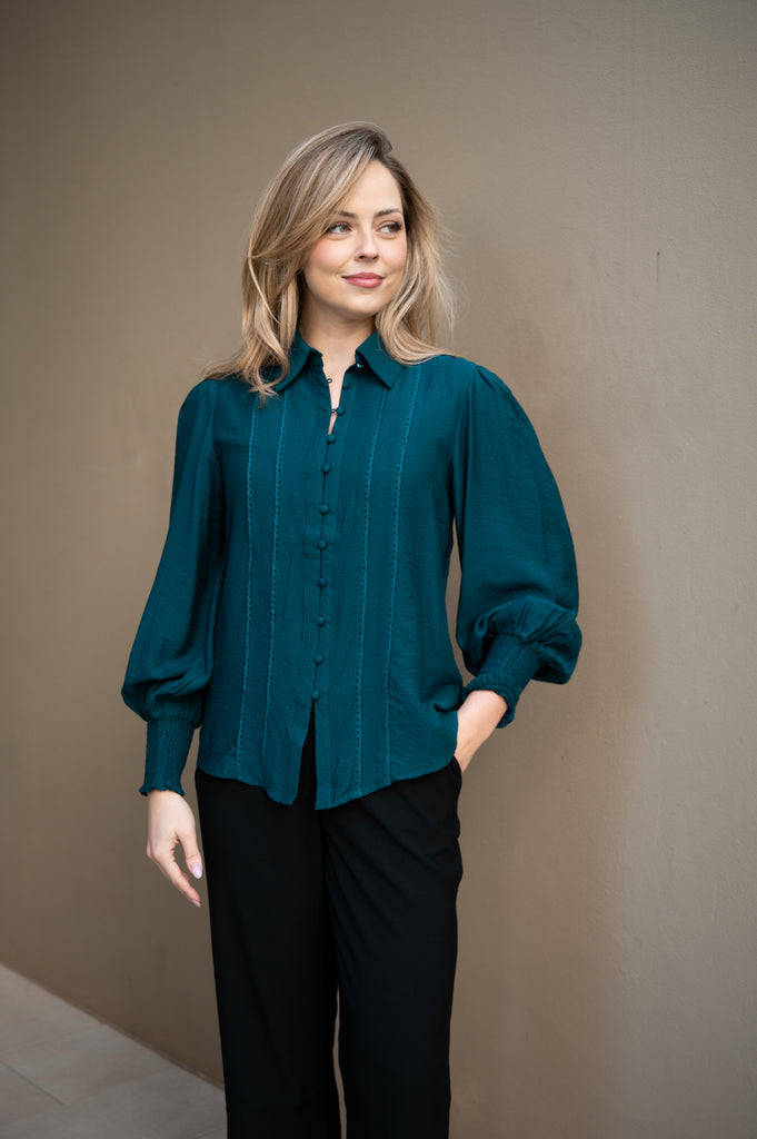 Zalthon Plain Blouse - Teal