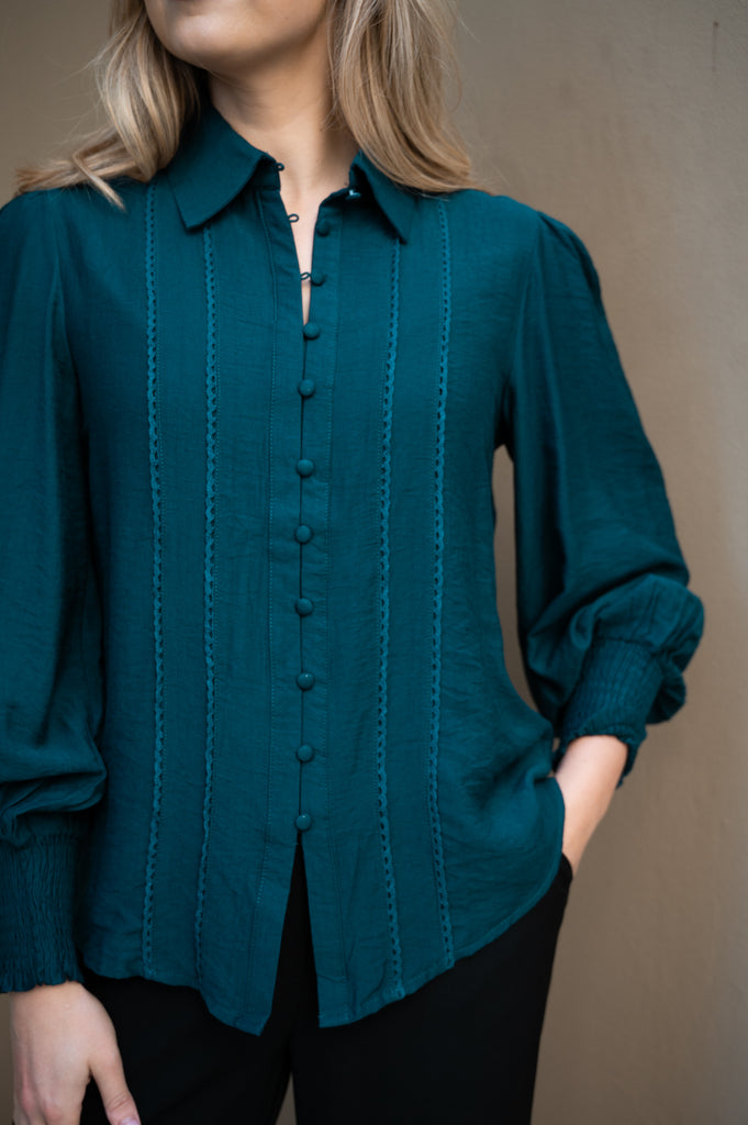 Zalthon Plain Blouse - Teal