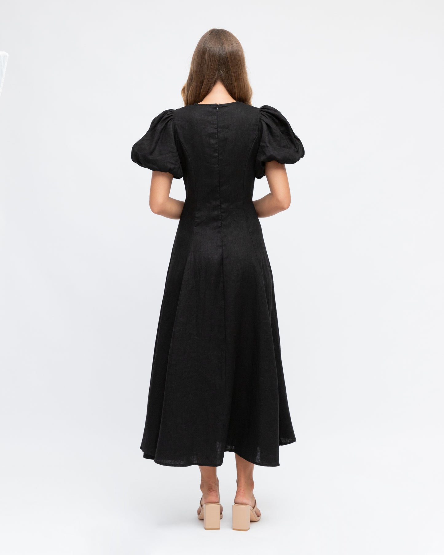 Load image into Gallery viewer, Lourell 100% Linen Maxi Dress - Black
