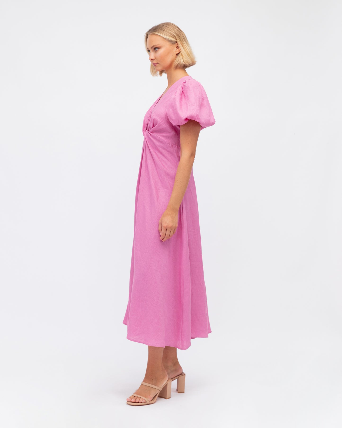 Lourell 100% Linen Maxi Dress - Pink