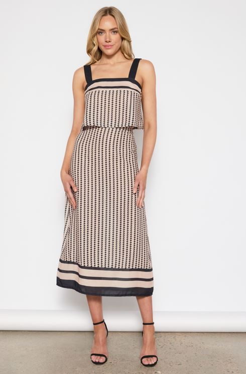 Bastine Geo Print Top & Skirt Set - Mocha