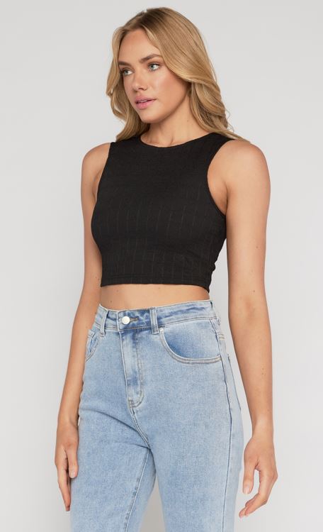 Load image into Gallery viewer, Popcorn Textured Racer Top - Black
