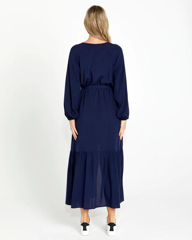 Brigitte Balloon Sleeve Maxi Dress - Navy