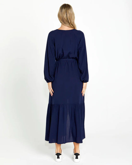 Brigitte Balloon Sleeve Maxi Dress - Navy