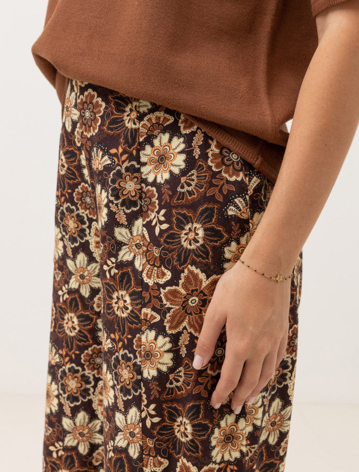 Rhythm Cantabria Floral Wide Leg Pant - Brown