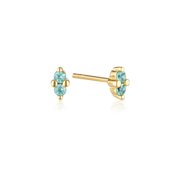 Linda Tahija Birthstone Stud Earrings | Gold Plated Sterling Silver | BLUE TOPAZ - DECEMBER