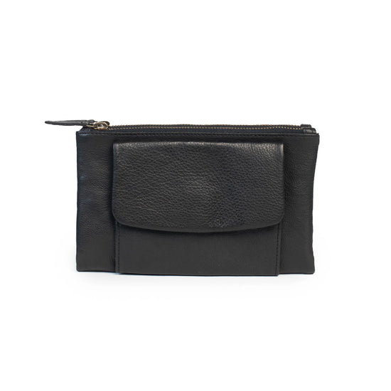 Dusky Robin Leather Frankie Wallet - Black