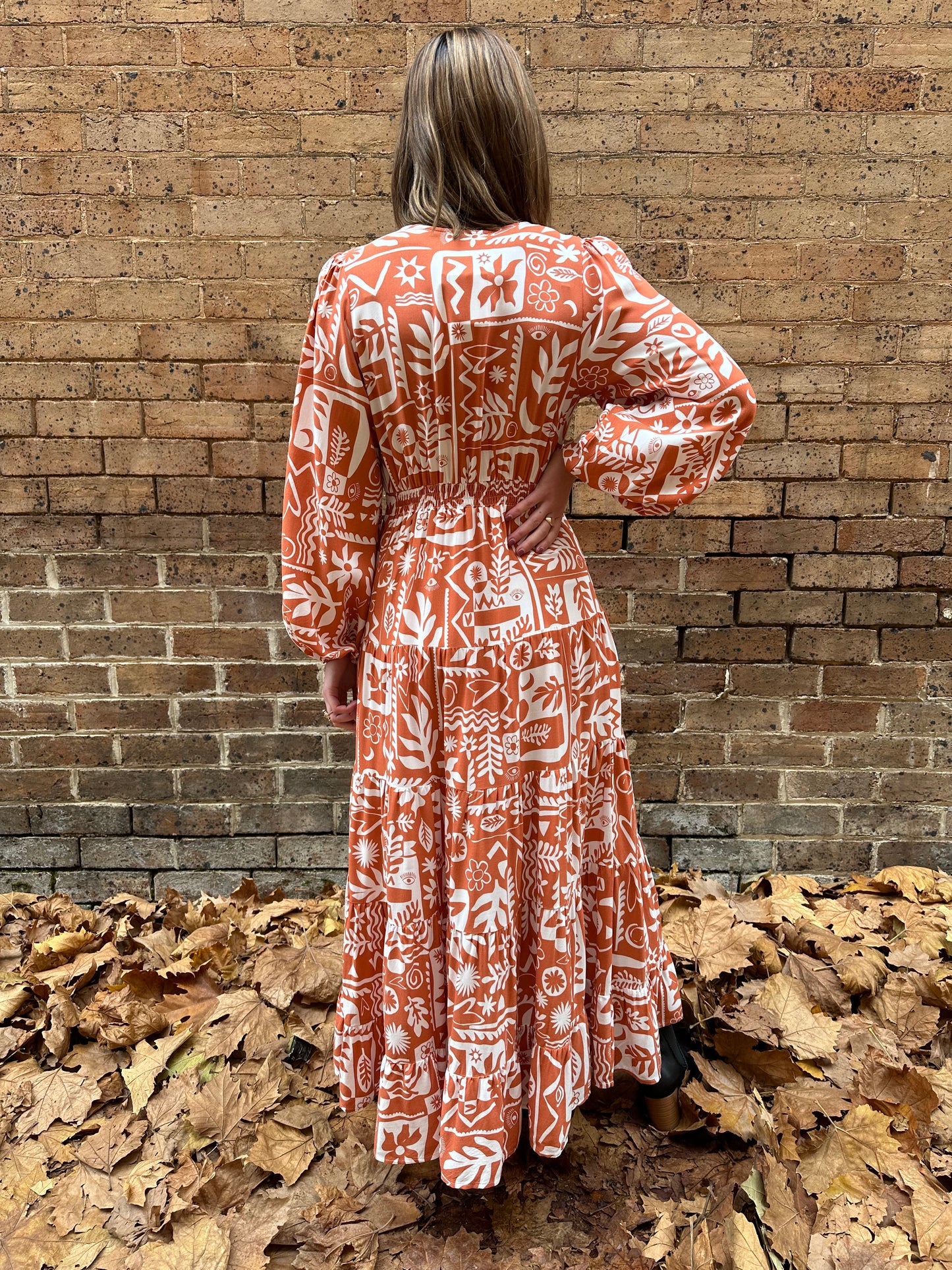 Aynor Printed Maxi Dress - Rust