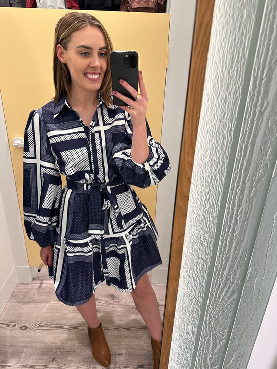 Hintze Dress - Navy/White