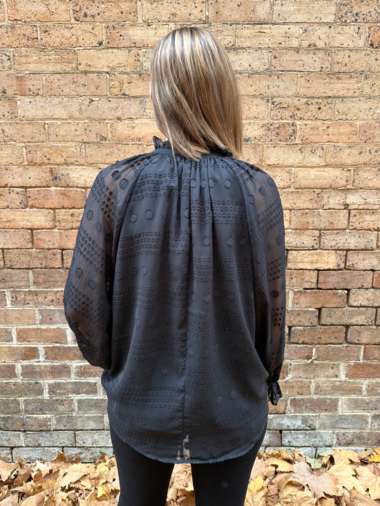 Willsden Dot Texture Blouse - Black
