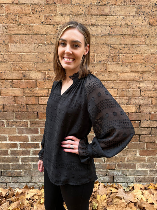 Willsden Dot Texture Blouse - Black