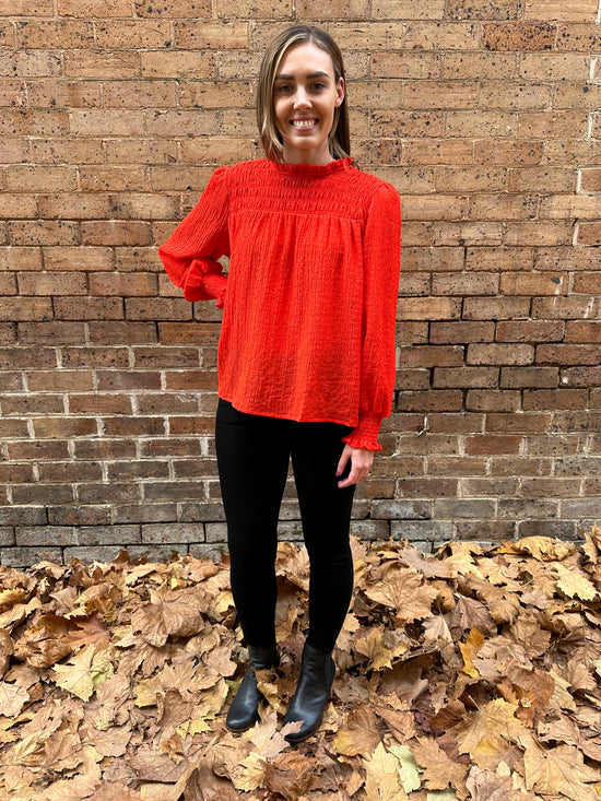 Helena Check Top - Cherry