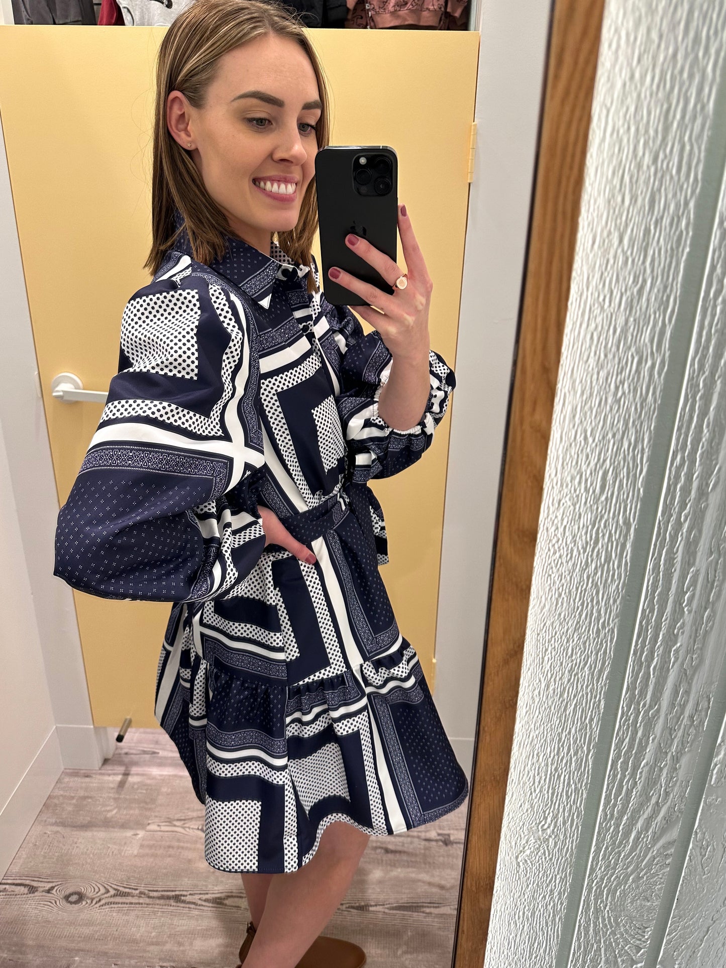 Hintze Dress - Navy/White