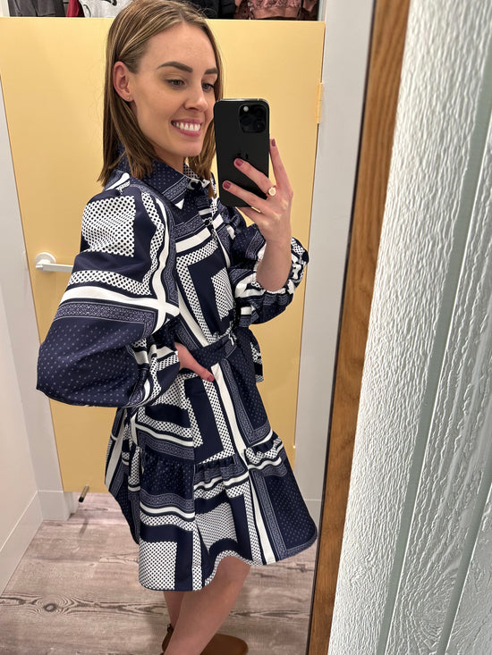 Hintze Dress - Navy/White