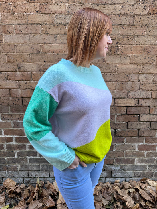 Jamie Block Sweater - Green Multi