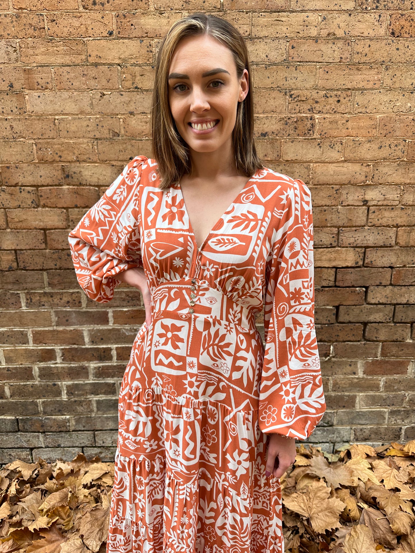 Aynor Printed Maxi Dress - Rust