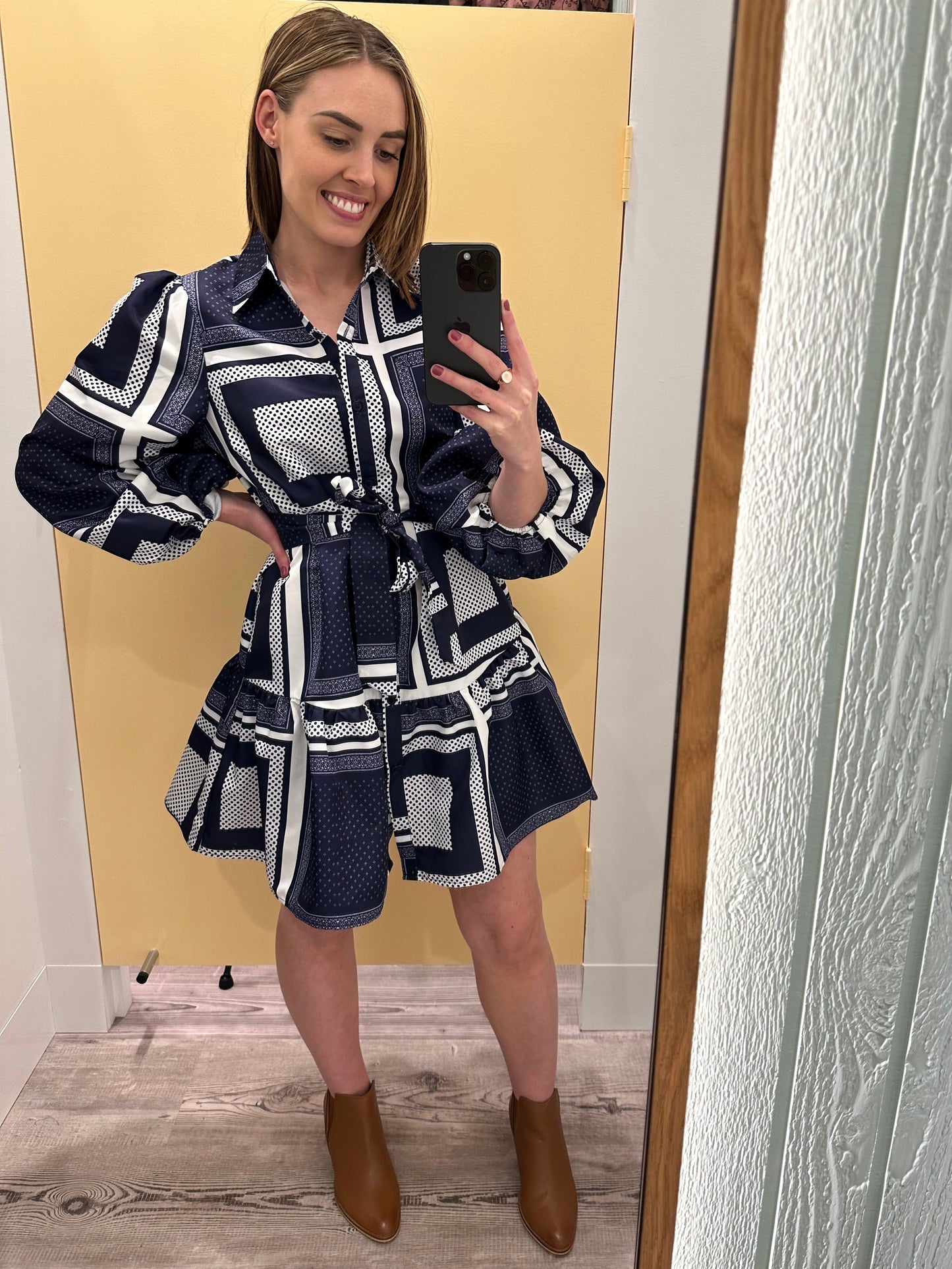 Hintze Dress - Navy/White