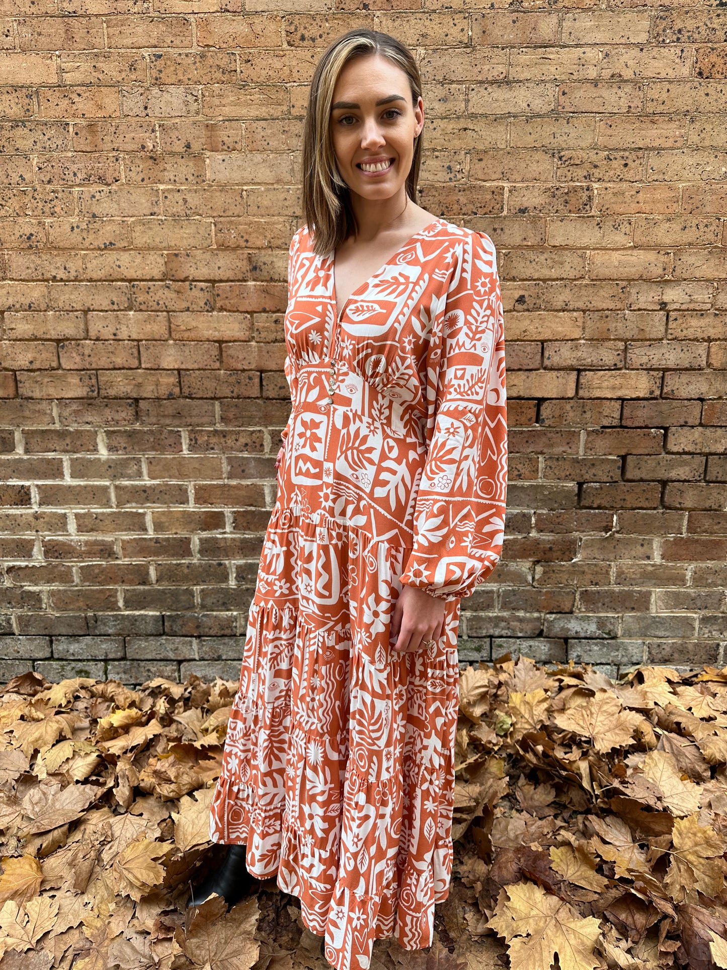 Aynor Printed Maxi Dress - Rust