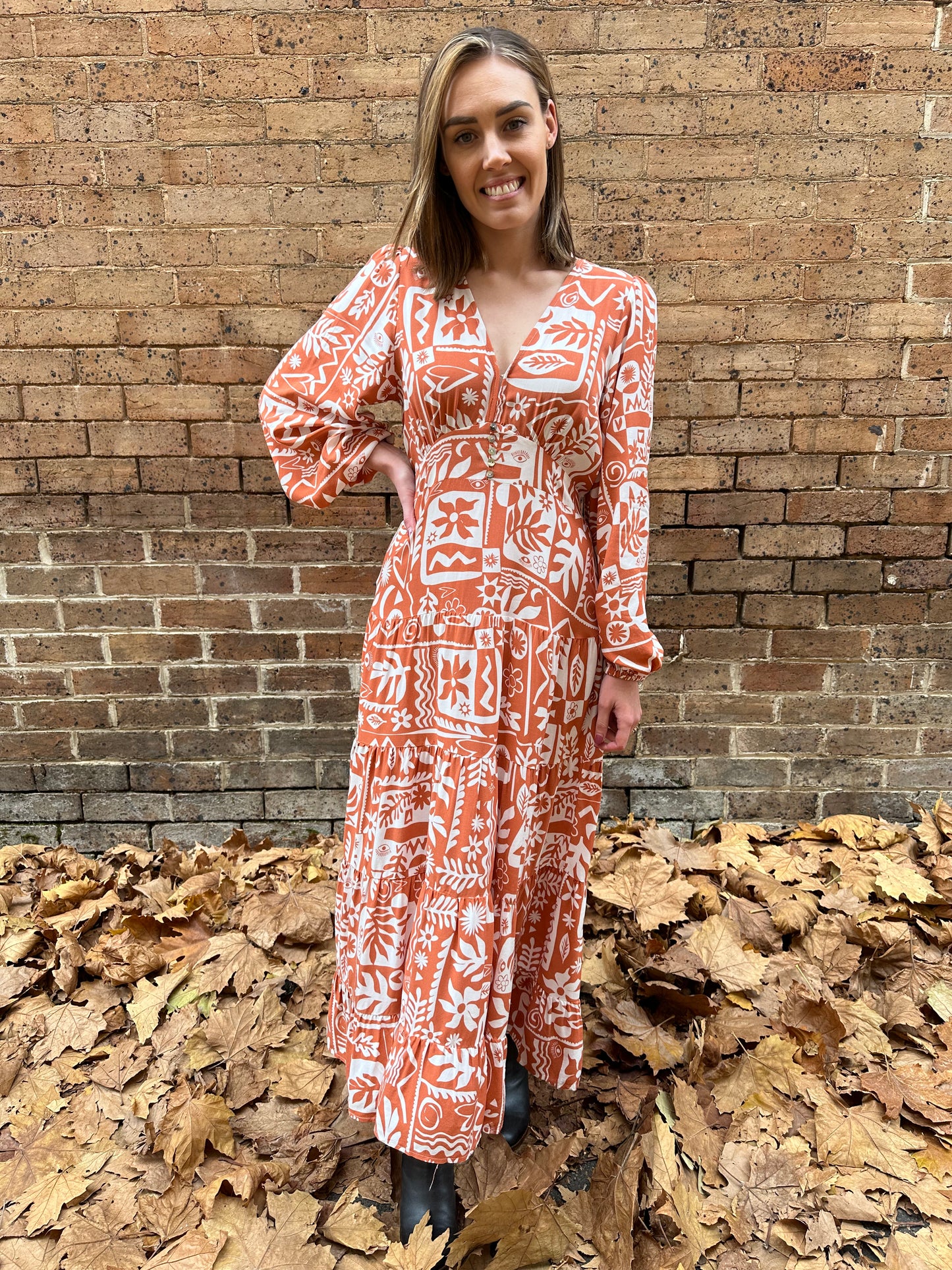 Aynor Printed Maxi Dress - Rust