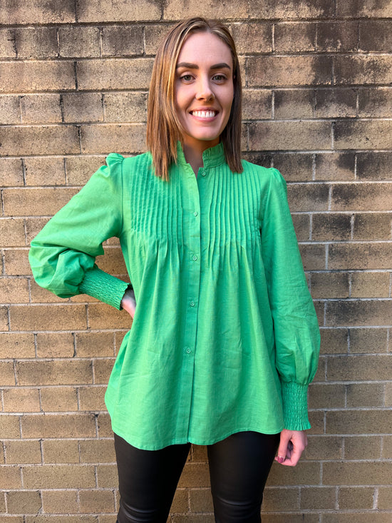 Green - Songwriter Linen Blouse