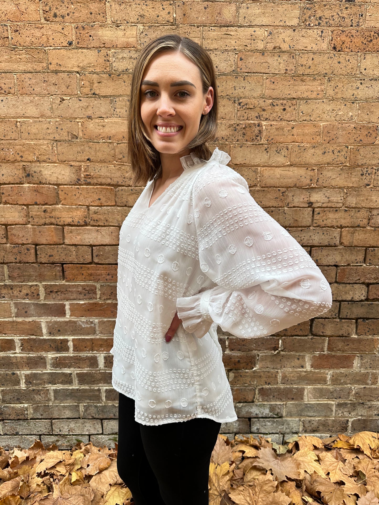 Willsden Dot Texture Blouse - White