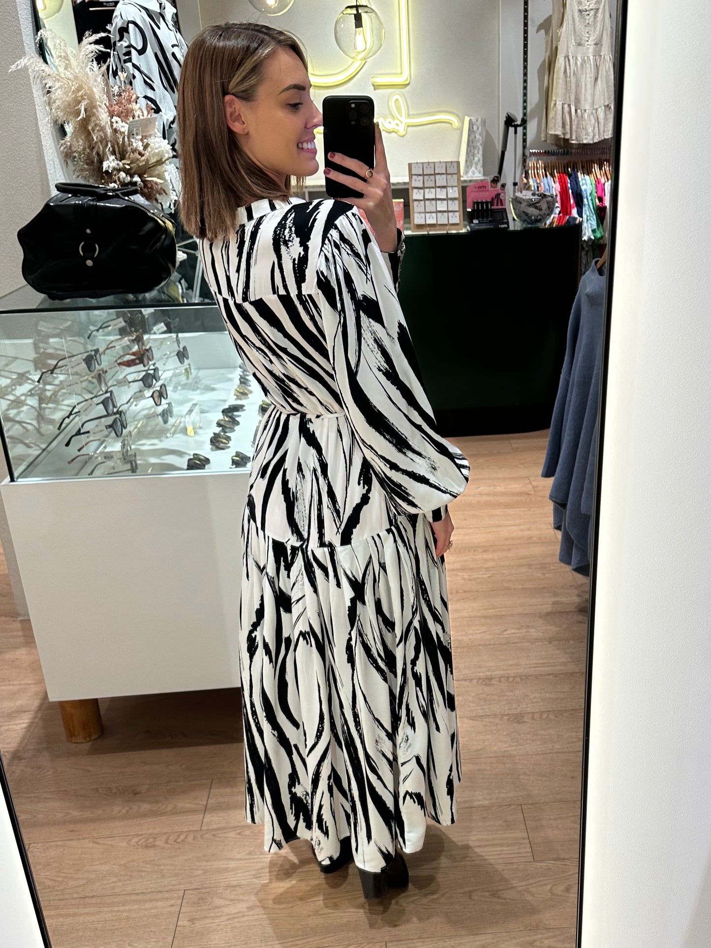 Fawnhollow Maxi Dress - White/Black Print