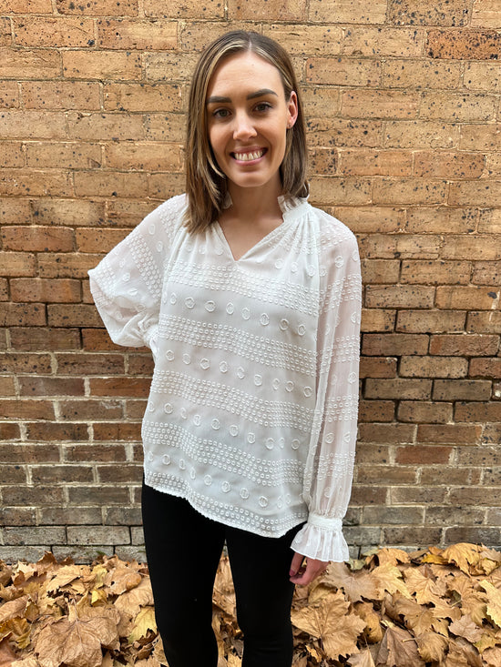 Willsden Dot Texture Blouse - White