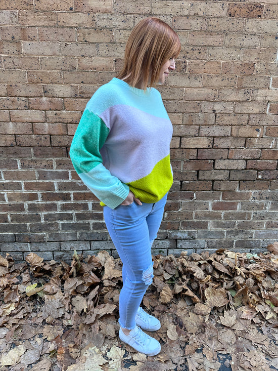 Jamie Block Sweater - Green Multi