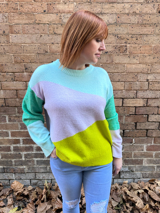 Jamie Block Sweater - Green Multi