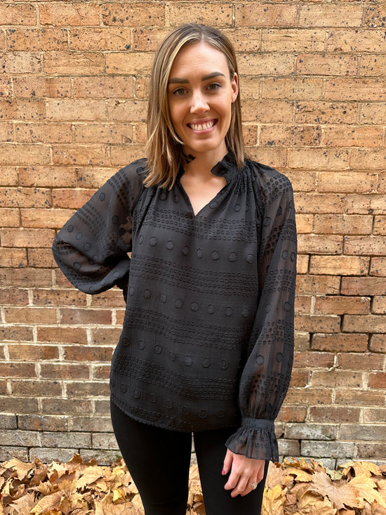 Willsden Dot Texture Blouse - Black
