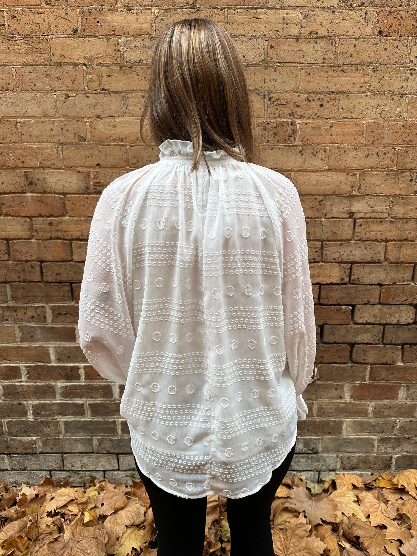 Willsden Dot Texture Blouse - White