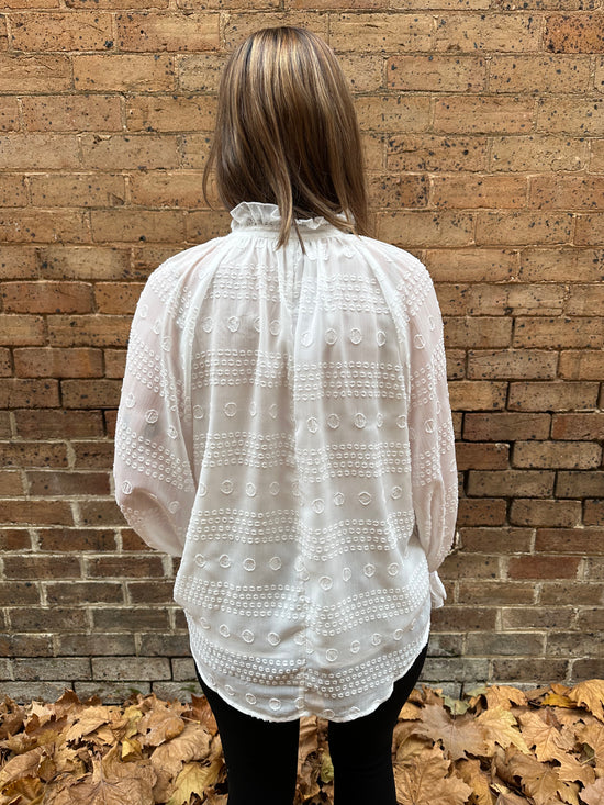 Willsden Dot Texture Blouse - White