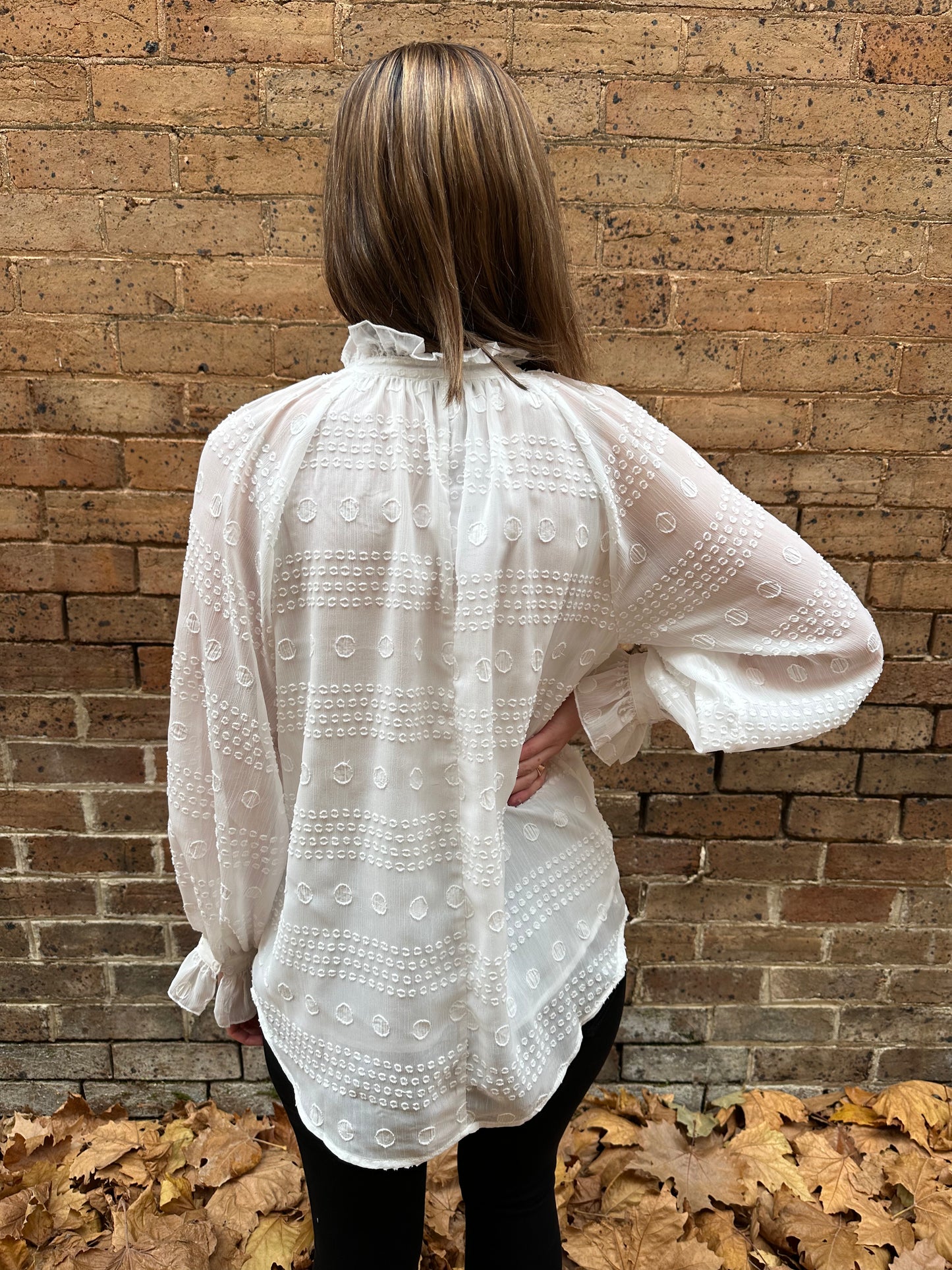 Willsden Dot Texture Blouse - White