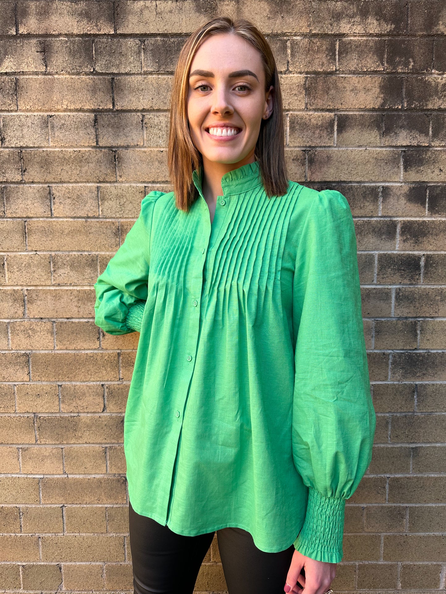 Green - Songwriter Linen Blouse