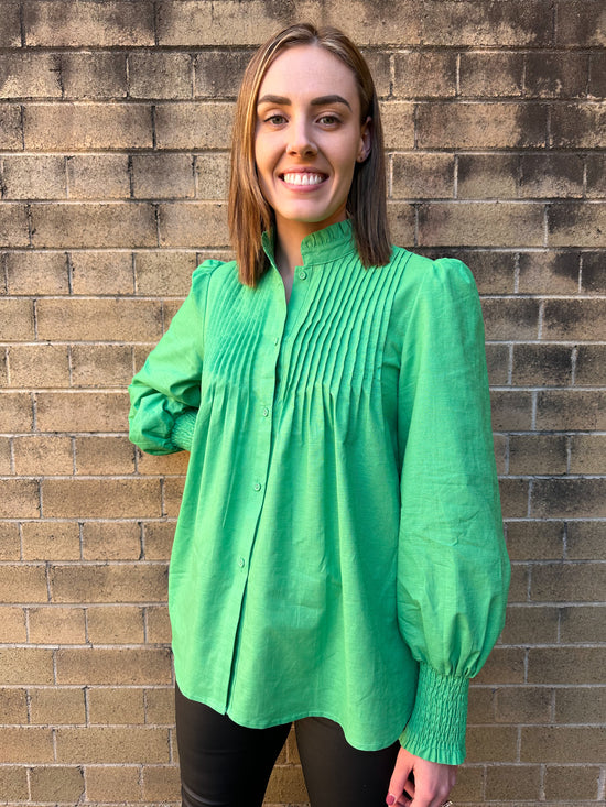 Green - Songwriter Linen Blouse