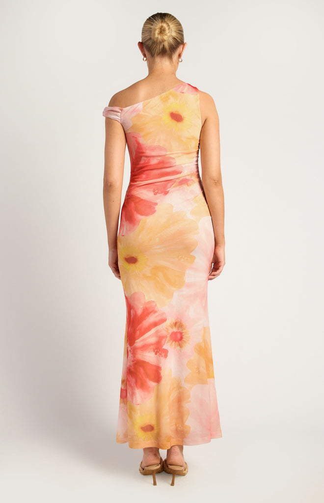 Qane Floral Maxi Dress - Coral Yellow